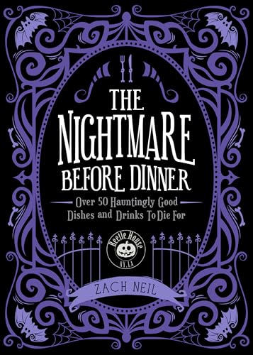 Book cover: "The Nightmare Before Dinner" with ornate purple and black design.