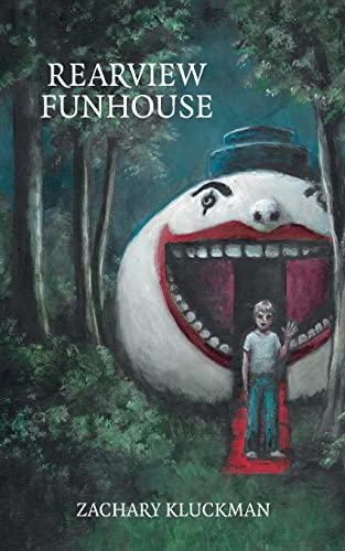 Book cover: a large, monstrous face in a forest with a small boy.