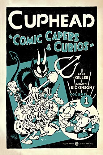 Cover art for Cuphead Volume 1 featuring the Devil and skeletons playing music.
