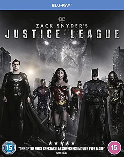 Zack Snyder's Justice League Blu-ray cover featuring superhero characters.