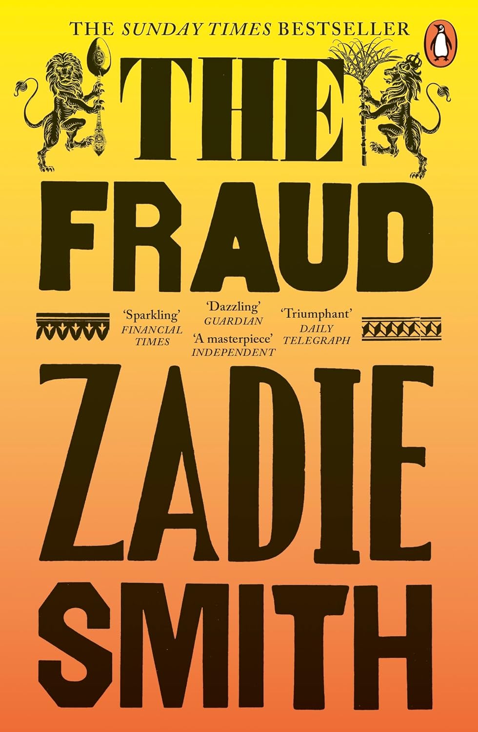 Yellow book cover with large black text: "The Fraud" by Zadie Smith.