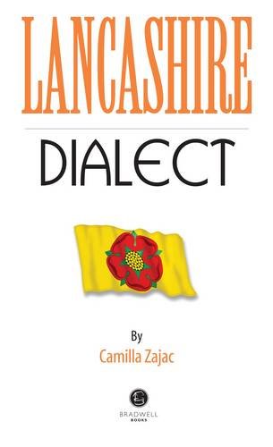 Book cover: "Lancashire Dialect" with a red rose on a yellow field.