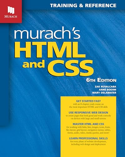 Cover of "Murach's HTML and CSS" 6th edition textbook, blue background.