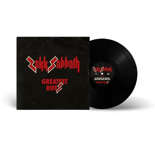 Black vinyl record and album cover for Zakk Sabbath’s “Greatest Riffs.”