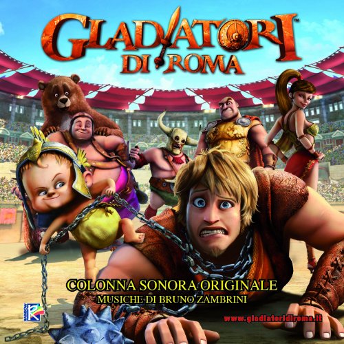 CD cover for "Gladiatori Di Roma" featuring cartoon gladiators and a bear.