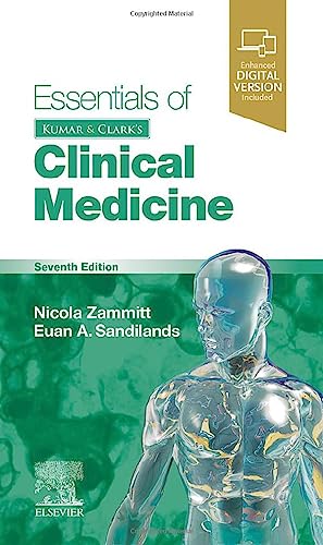 Book cover: "Essentials of Kumar & Clark's Clinical Medicine," seventh edition.