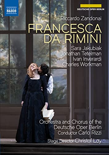 DVD cover for Zandonai’s “Francesca Da Rimini” opera featuring performers.