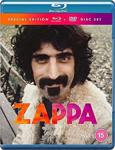 Zappa" Blu-ray case featuring a portrait of Frank Zappa with curly hair.