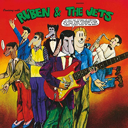 Album cover for Frank Zappa’s “Cruising With Ruben & The Jets” featuring cartoon musicians.