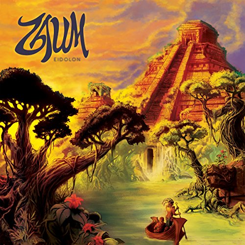 Zaum’s “Eidolon” vinyl cover: Mayan pyramid, jungle, and small boat scene.