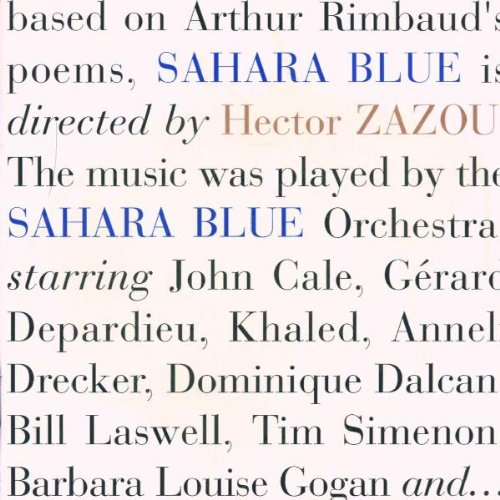Close-up of "Sahara Blue" CD cover with pink background and blue text.