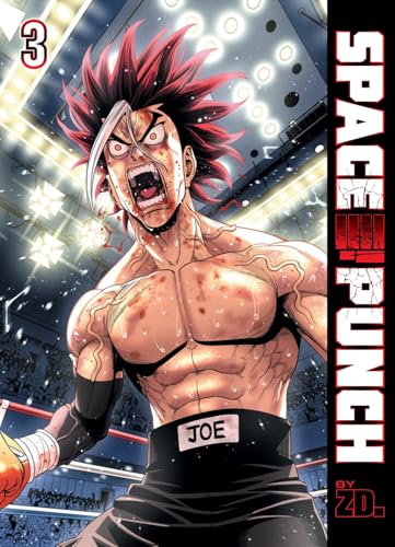 Manga cover featuring a shirtless, bruised boxer with spiky red hair in a ring.