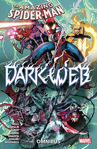 Spider-Man and Madelyne Pryor on cover of “Dark Web Omnibus” graphic novel.