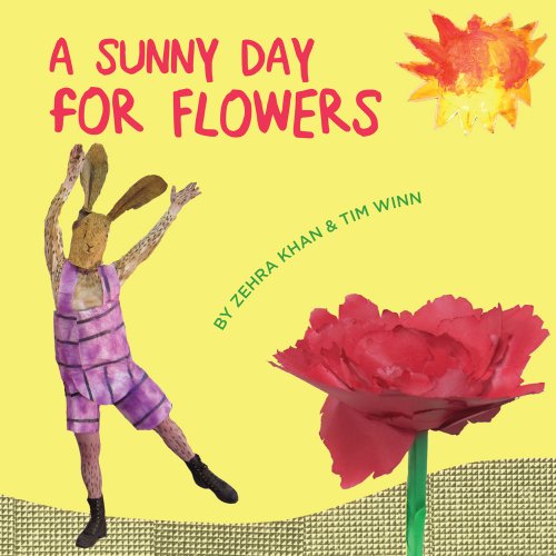 Book cover: rabbit reaching for a large red flower and sun.