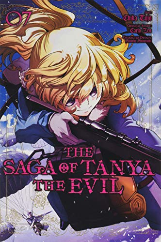 Manga cover: blonde girl with gun, military uniform, and airships background.