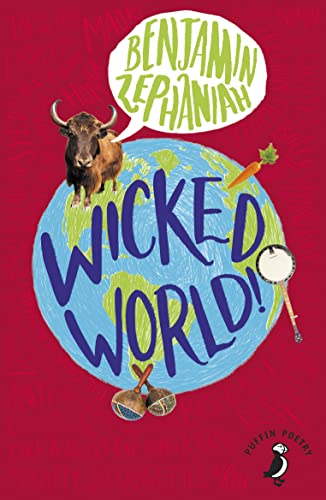 Book cover: "Wicked World!" with a bull, globe, and musical instruments.
