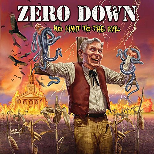 CD cover: elderly man with snakes, burning church, and birds.