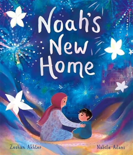 Book cover: mother and son embrace, city skyline in background.