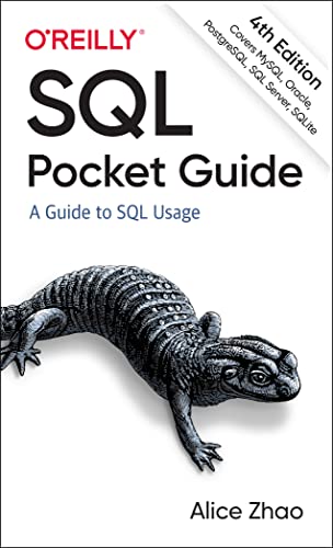 SQL Pocket Guide book cover with a lizard illustration, 4th edition.