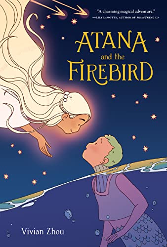 Book cover: girl and boy looking at a stylized firebird.