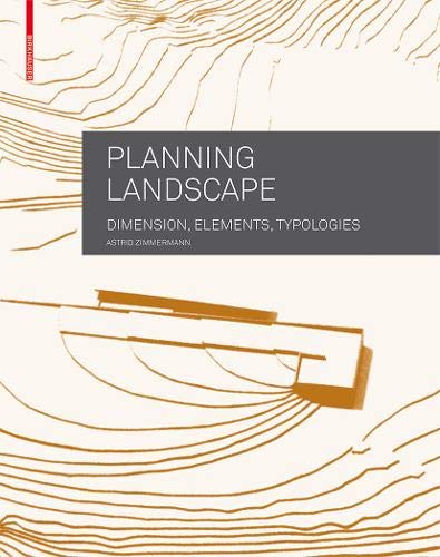 Book cover for “Planning Landscape” with topographic lines and building sketch.