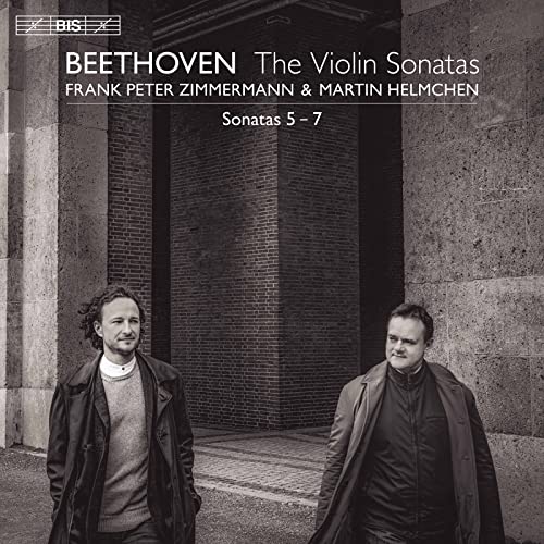 CD cover featuring Frank Peter Zimmermann and Martin Helmchen standing before stone architecture.