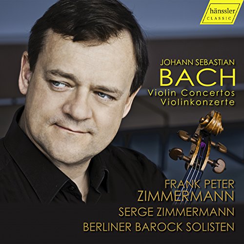CD cover featuring portrait of Frank Peter Zimmermann and a violin.