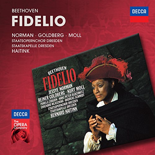 CD cover for Beethoven's Fidelio featuring Jessye Norman in costume against a stone background.