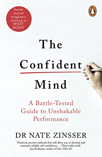 Book cover: "The Confident Mind" by Dr. Nate Zinsser, with a hand pointing.