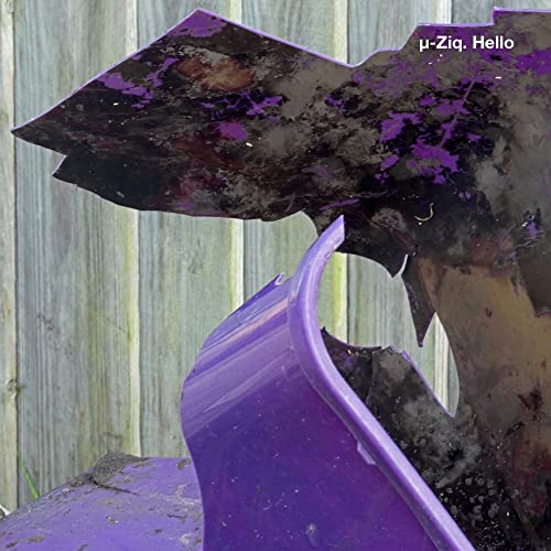 CD cover for µ-Ziq’s “Hello” with abstract purple and black design.