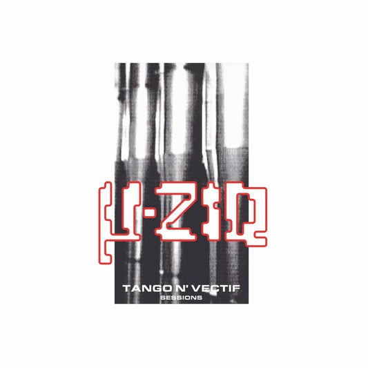 µ-Ziq album cover: abstract black and white streaks with bold text.