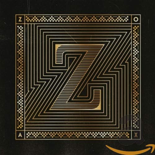 Golden geometric “Z” design on a dark square CD cover.