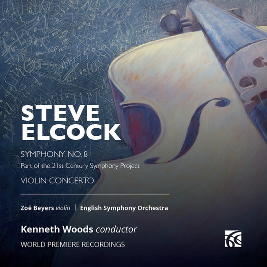 Dark blue background with white text and a close-up image of a violin.