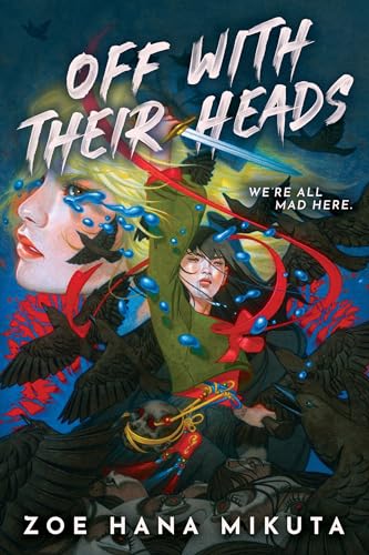 Book cover with two women, birds, and a sword amidst a blue and red swirl.