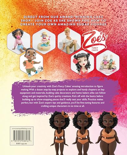 Book cover featuring colorful, handmade sugar figures and cake decorating guide.