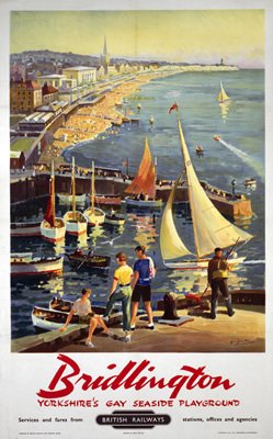 Zog notepad with a vintage seaside illustration of Bridlington harbor.