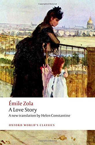 A woman and child stand on a balcony overlooking a city in this painting.