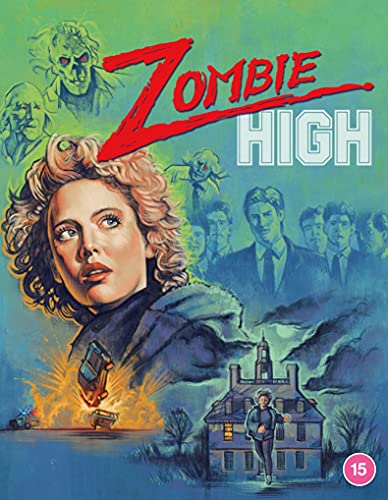 Zombie High" Blu-ray cover featuring a woman, zombies, and a burning car.