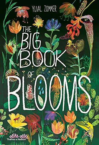 Book cover featuring colorful hand-drawn flowers and plants on a dark green background.