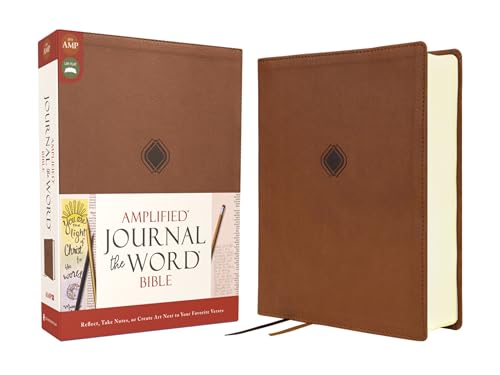 Brown Leathersoft Amplified Journal the Word Bible with its original cardboard packaging.