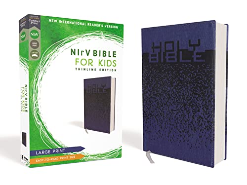 Blue leathersoft Bible for kids with box, displaying “NIrV BIBLE” text.