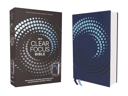 Navy blue leathersoft Bible with a circular dot pattern design.