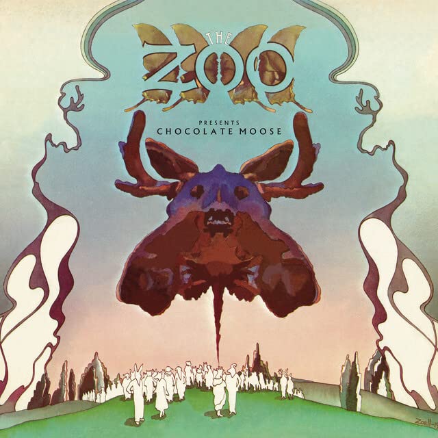 Album cover: a purple moose head with antlers, surrounded by stylized shapes.