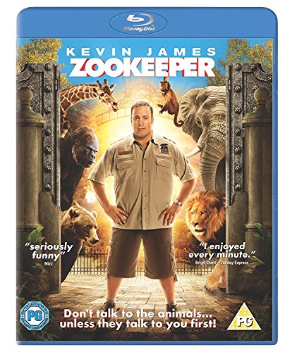 Zookeeper Blu-ray cover featuring Kevin James with zoo animals.
