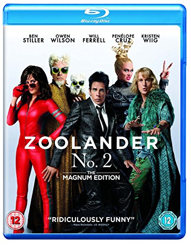 Zoolander No. 2 Blu-ray cover featuring Ben Stiller and cast in outlandish poses.