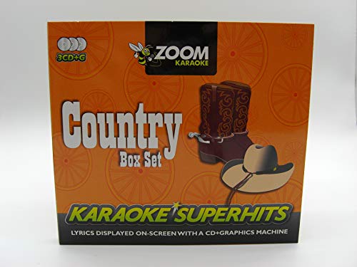 Orange Zoom Karaoke country music box set with cowboy boots and hat.