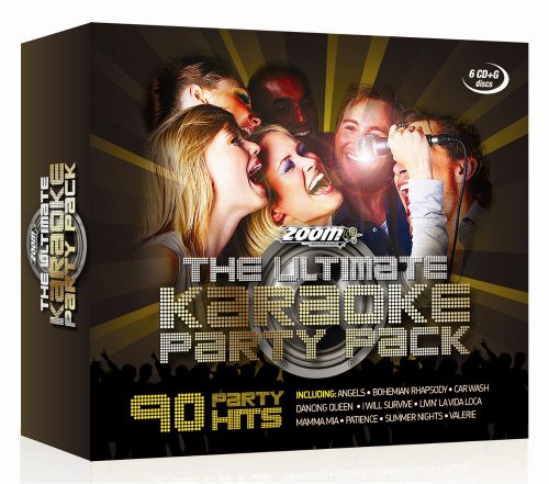 Karaoke party pack with group of people singing, 6 CD+G discs included.