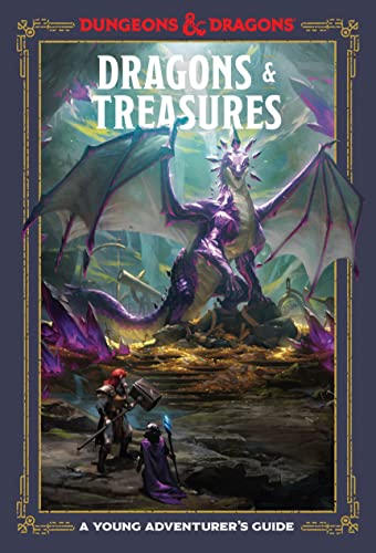 Dungeons & Dragons book cover featuring a purple dragon and adventurers.