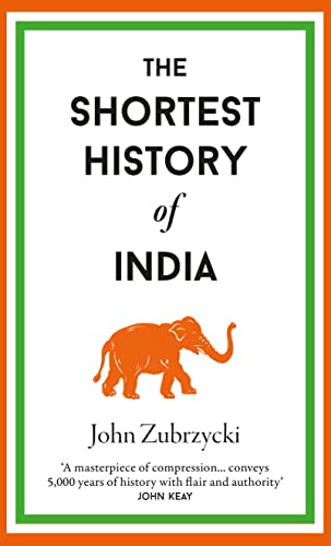 Book cover: "The Shortest History of India" with an orange elephant.