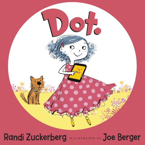 Book cover: girl with tablet, dog, and floral background.